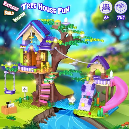 Friendship Treehouse Building Kit - 751-Piece Creative Toy for Kids Aged 6-10 with Slides, Swing, and Animals
