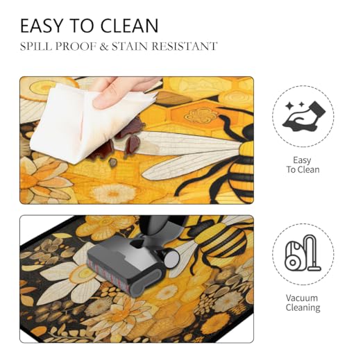 Tapis de cuisine pour évier et linge fleurs jaune vintage - 6