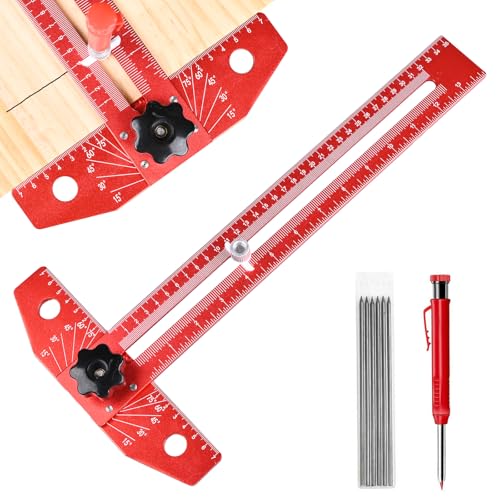 IMeanTop Woodworking Adjustable t Square 13'' Aluminum Alloy Folding Scriber Marking Line Ruler Multi Angle Finder Tool Carpenter Square Ruler for Measure Angles,Draw Lines,Length Measurement