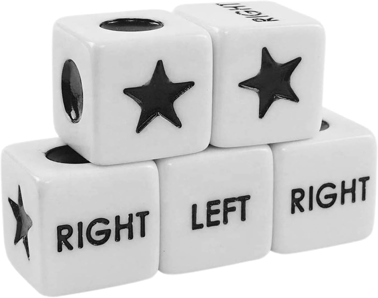 5Pcs Left Right Center Dice Six Sided 16mm Standard Size Acrylic Dice Easy to Grip Game Dice Games Standard Game Dice Dice Games