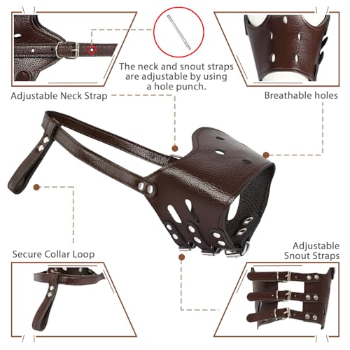 Barkless UNKNOWN Dog Muzzle Leather, Comfort Secure Anti-Barking Leather Dog Muzzle thumb #1