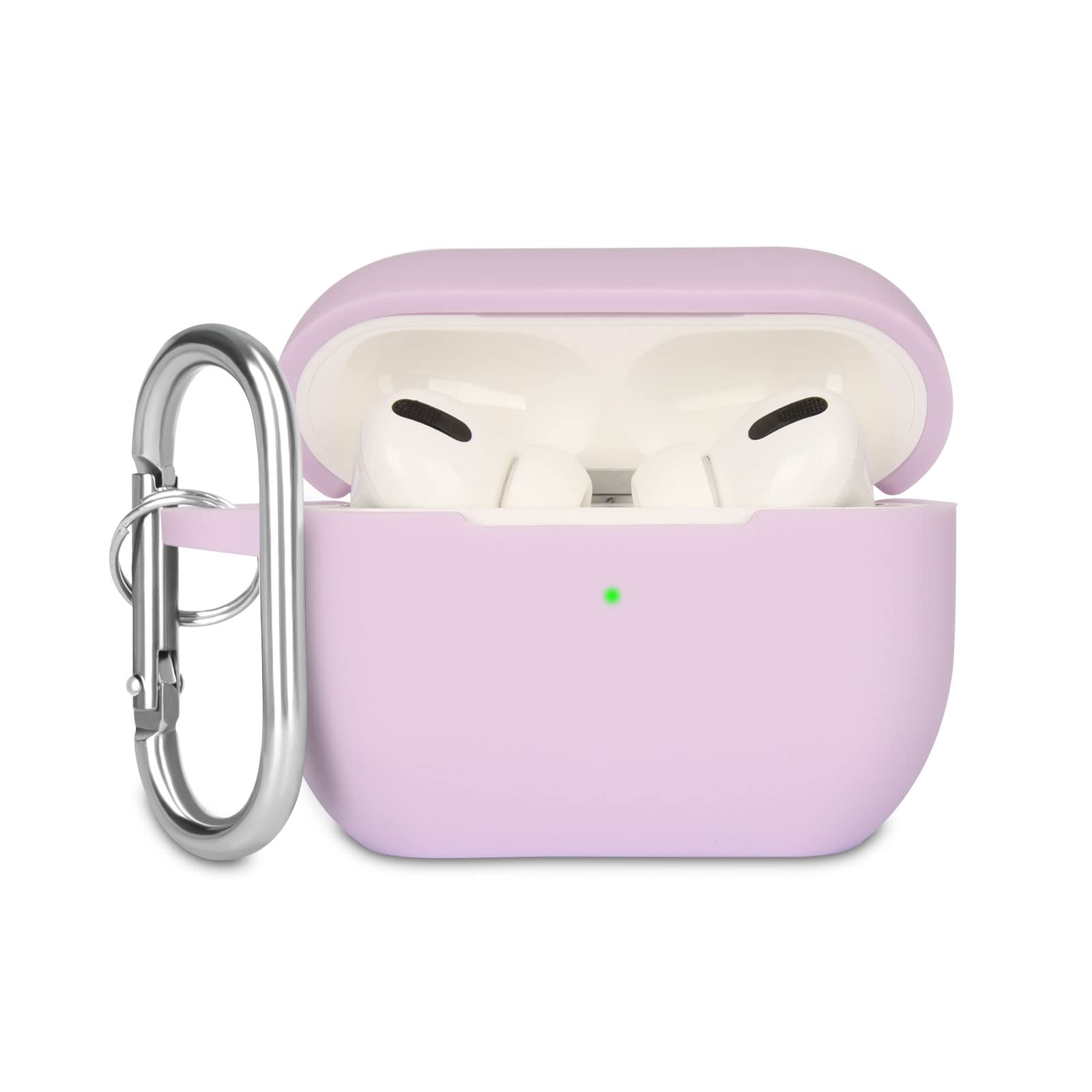 Case Cover Compatible with Airpods Pro, Soft Silicone Skin Case Cover Shock-Absorbing Protective Case for Airpods Pro 2019 with Carabiner, Front LED Visible, Black — view 12