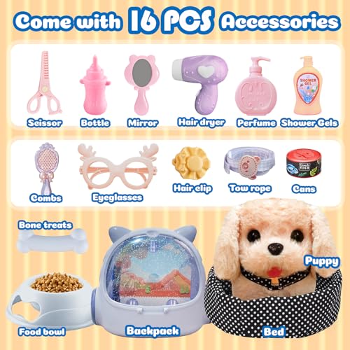Vanvimen MC-1055 Toy Dog For Kids, Girls Interactive Plush Stuffed Toys Dog That Walk And Bark,16 Pcs Electronic Puppy Pet Care Pretend Playset W/ Backpack thumb #2