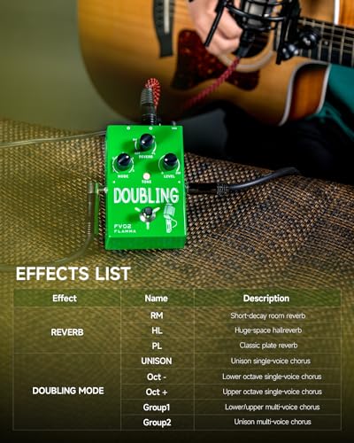 Image of FLAMMA FV02 Vocal Processor Doubling Effects Pedal Voice Duplicate Vocal Effects Stompbox Mic Amplifier with Reverb Chorus Effects Support Multiple Vocal Modes for Vocalists Guitarists