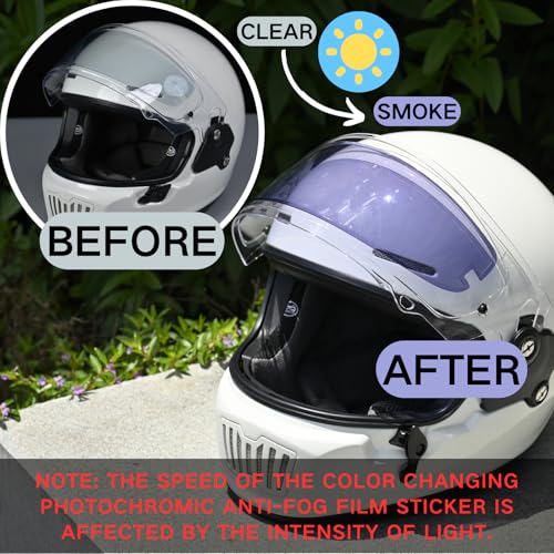 Universal Motorcycle Helmet Visor Anti Fog Film, Helmet Face Shield Anti-fog Insert, Cold Weather Riding (Photochromic)