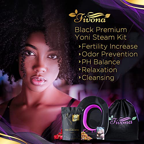 Image of Fivona 3-in-1 Yoni Steam Kit Black - Foldable Over the Toilet Steamer Seat with Herbal Blend and Storage Bag - Effective Detox pH Balance Cleansing and Relaxation - At Home V-SPA