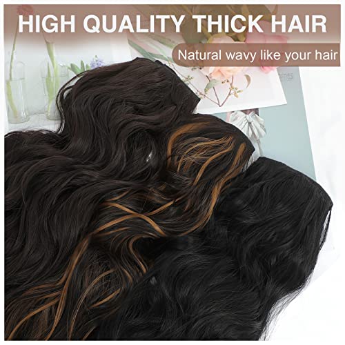 Atraente Clip In Hair Extensions 20 Inch Long Wavy Synthetic Black Hair Extensions Upgraded 6 Pcs Thick Hairpieces Fiber Double Weft Soft Natural For Women (6Pcs, 20Inch, 1B) #TOP3