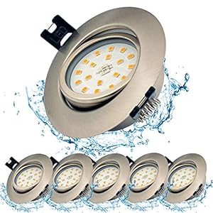 Spot LED Encastrable, 6W Plafonniers Encastre Blanc Chaud 3000K 230V Taille du Trou Ouvert 75mm non Dimmable, Projecteur Orientable IP44 pour Cuisine Salle de Bain (lot de 6)