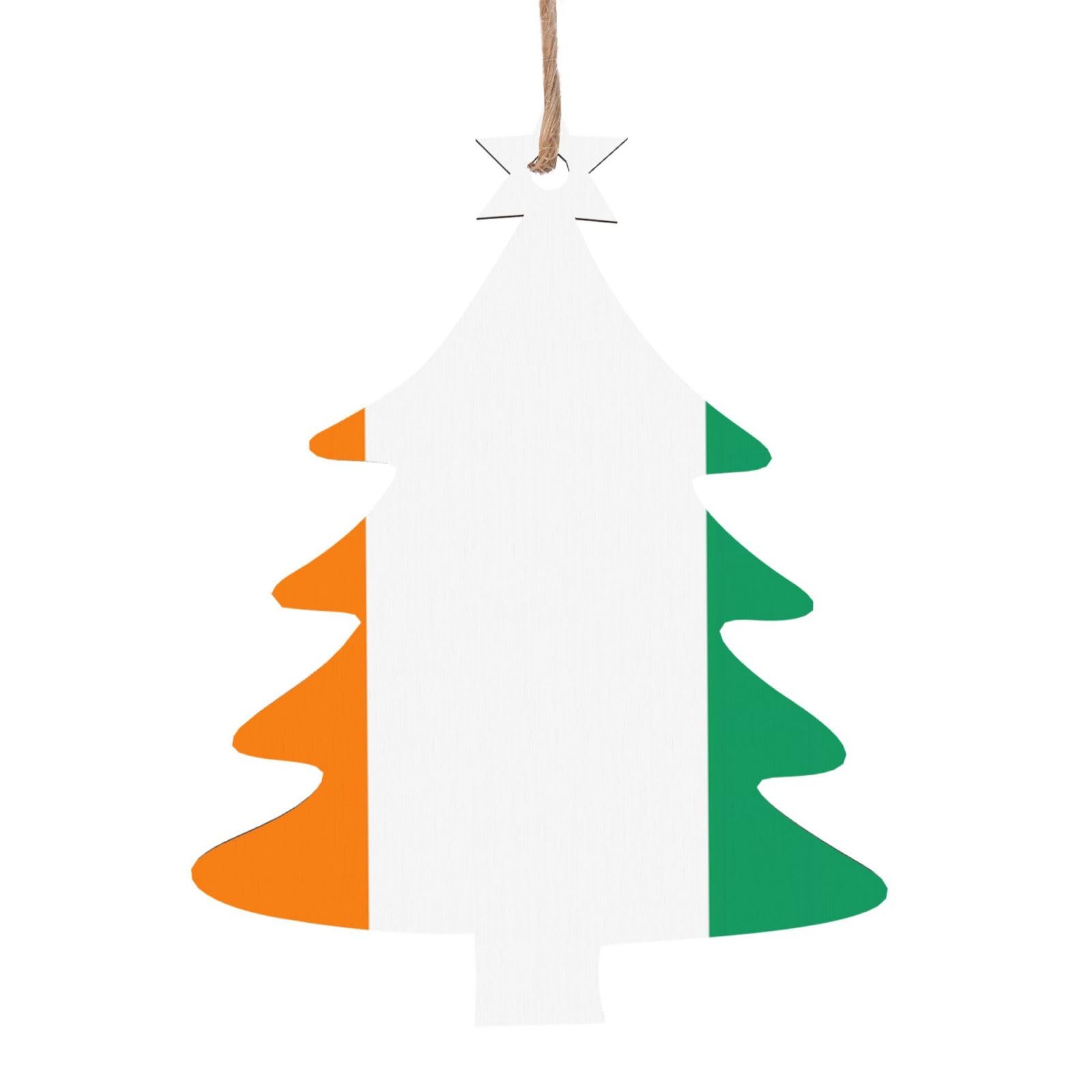 Flag of Cote D'Ivoire Printed Christmas Wooden Pendants, Simple and Environmentally Friendly, Holiday decorationsã€‚