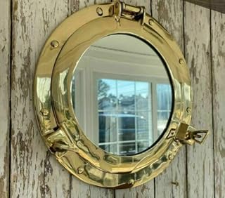 Comprar Espejo de ojo de buey de latón antiguo náutico | Barco marítimo ventana y espejo de pared, ojo de buey | Regalo de decoración del hogar (24 pulgadas)
