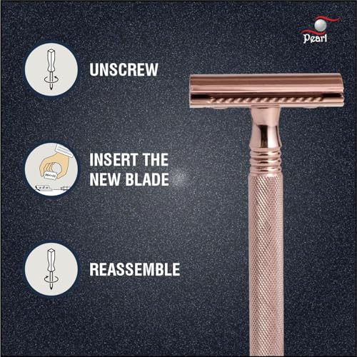 Image of Pearl Shaving Double Edge Safety Razor SS-01 Blush Wine made with Brass Metal - Shaving Razor for Men | Classic & Traditional shaving Kit for Men | Premium Blade Razors | Holi Gift Option
