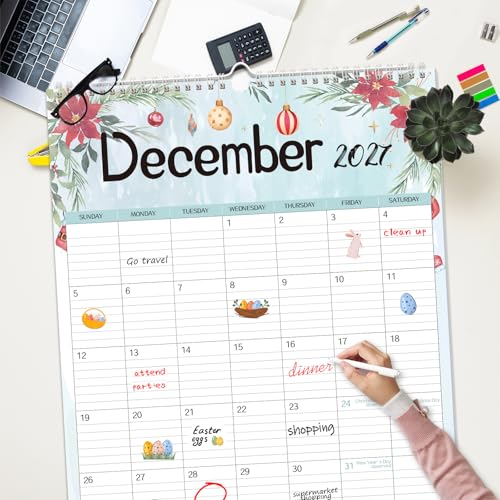 Image of GuassLee Extra Large Wall Calendar 2026,36 inchx 24 inch Vertical Jumbo Hanging Wall Planner, 19-Month Aesthetic Large Calendar Jun. 2026 to Dec. 2027 with Thick Paper Watercolor Design for Easy Organizing