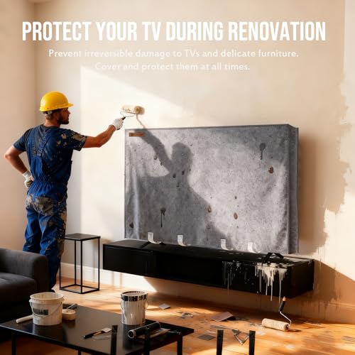 IC ICLOVER TV Cover for Moving, Tear Resistance Thick Felt Cover Fit up to 60"-65" Flat Screens TVs, Reusable Anti-Scratch TV Protector Dust Covers with Bottom Straps,for Renovation, Painting, Storing by IC ICLOVER - Image 5