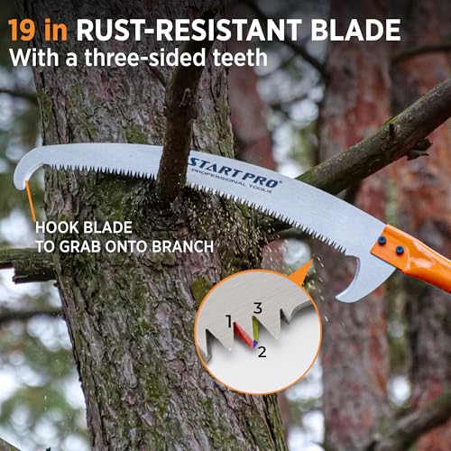 StartPro 29ft Reach Tree Pruning Saw, Telescopic Manual Lightweight Extendable 23ft Pole Saw with Sharp Carbon-Enriched Blade for Efficient Tree Maintenance and High-Reach Branch Cutting. (23ft) by START PRO PROFESSIONAL TOOLS - Image 3