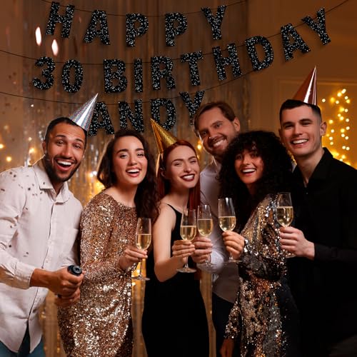 110 PCS DIY Letter Banner Customizable Banner Kit, Glitter Banner Kit Including 107 Letters and Numbers 1 Rope and 2 Threading Device for Graduation Wedding Party Baby Shower Birthday(Black) - Thumbnail 6