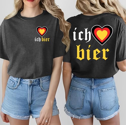 Oktoberfest Shirts Womens Ich Heart Bier Shirt German Oktoberfest Short Sleeve Tops3