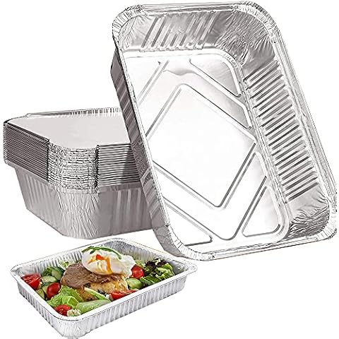 30 Pieces Aluminum Foil Pans, Disposable Baking Trays, Foil Food Containers Baking, Large Capacity with lid, Used for Baking, Grilling, Steaming, Cooking, Storage and Freezing Cover