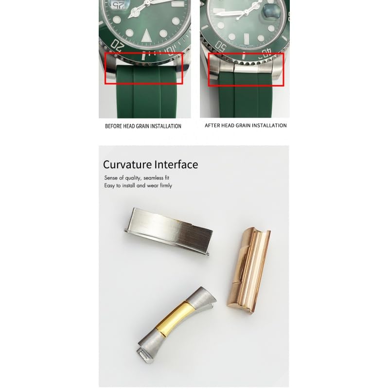 Argento Oro Nero Rosa Solido Curvo End Link Endlink 20mm 21mm Solo per Submariner GMT Daytona 116610 Cinturino in pelle di gomma