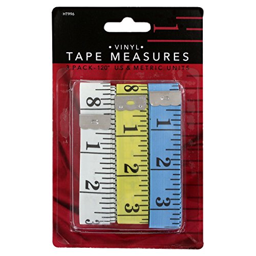 Junipers Soft Vinyl Sewing Tailoring Tape Measure Assorted Colors Pack of 3 120