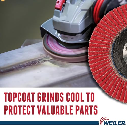 Image of Weiler 50101 Saber Tooth 7 /8 inch Arbor, 4-1 /2 inch Diameter, 40 Grit, Ceramic, Phenolic Backing, Angled Abrasive Flap Disc (Pack of 10)