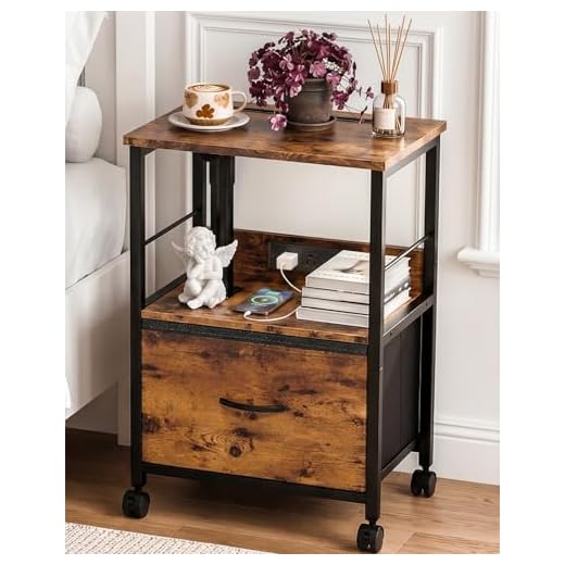 360° Swivel Nightstand with Charging Station