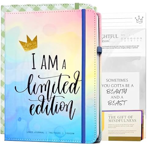 MESMOS A5 Vegan Leather Lined Journal for Women, Inspirational and Cute Journal, Writing Journal, Leather Journals for Women, Hardcover Journal Notebooks for Women, Pretty Journals for Writing (Pastel Dreamwave) Cover