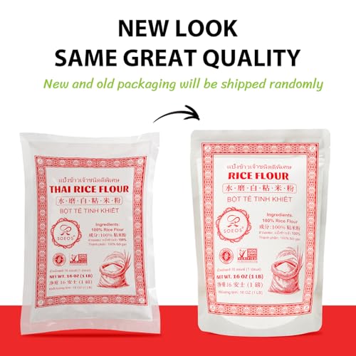 Soeos Rice Flour 16 Ounce (Basic), 1 Pound (Pack of 1) , Rice Flour for Baking or Cooking with Resealable Bag, All Natural for Sourdough Bread, Vegan, Gluten-Free