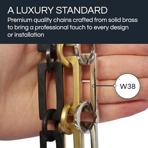 Image of RCH Hardware CH-12-AB-3 Decorative Solid Chain for Hanging Chandeliers and Pendant Lighting-Rectangular and Circular Design Unwelded Links (3 ft /1 Yard) (Antique Brass)