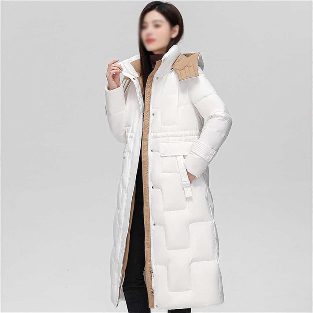 Down Jacket Women's Medium-length Winter Over The Knee Removable Cap Straight Loose Thickened Jacket