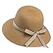 Produktbild Panamahüte Straw Sonnenhut for Frauen-Damen Faltbarer Wide Brim Floppy Mit Reizender Band-Bogen-Sommer-Strand-Outdoor-Hut Anti-UV-Schutz UPF 50 Hut, 6 Farben (Color : Brown)