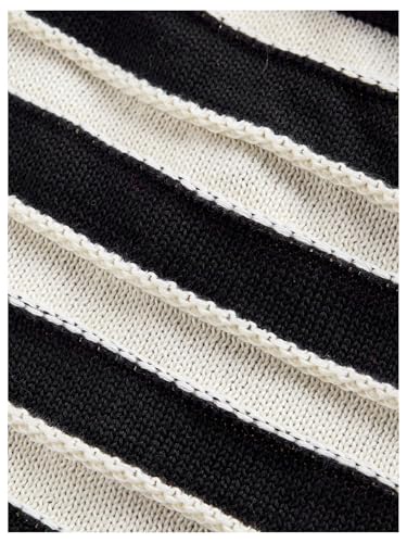 MakeMeChic Women's Striped Tube Top Strapless Button Split Hem Sweater Bandeau Crop Tops4