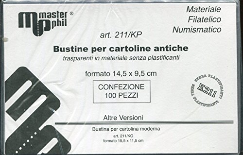 Buste in plastica spessa K211 per cartoline Materiale trasparente e senza plastificante confezione da 100 pezzi per cartoline antiche 14,5 x 9,5 cm