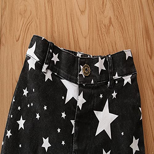 easyforever Toddler Girls Star Printed Jeans Bell Bottom Pants Kids Ruffle Ripped Denim Flare Pants Leggings Trousers3