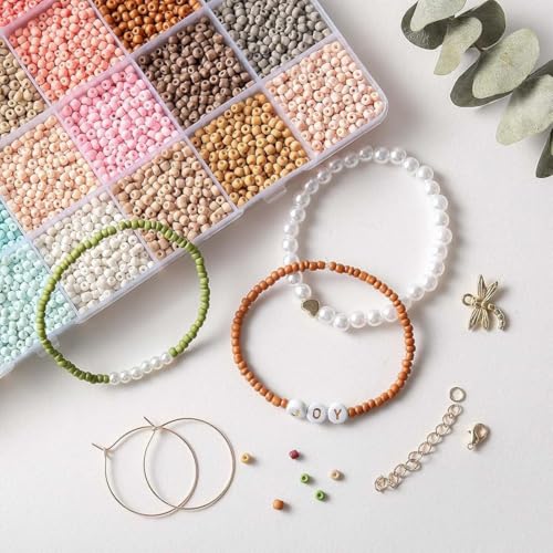 Image of SANNIDHI 3mm Seed Beads for Bracelet Making, 24 Color Small Beads for Craft, Girls DIY Jewelry Making Beads for Kids Activity with Spacer Bead, Pearls, Letters, Charms and Tools Kit | Easy Threading, Creative Projects, Craft Components, Spacer Beads, Pearls, Letters, Charms and Tools, Compact Storage