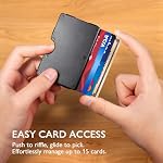 RUNBOX Slim Wallet for Mens - RFID Blocking Metal Card Holder with Money Clip,Minimalist Thin Front Pocket Wallet, Holds 15 Cards,Gifts for Men,Men's Accessories