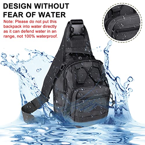 Qcute Tactical Backpack, Waterproof Military Cross-Body Molle Sling Shoulder Backpack Chest Bag For Outdoor Every Day Carry (Black) #TOP5