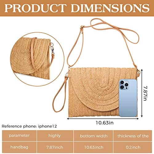 Straw Clutch Purse for Women Woven Rattan Envelope Bag Crossbody Wallet Handbags Shoulder Tote Bags for Summer - Image 6