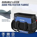 WORKPRO 16-inch Wide Mouth Tool Bag with Water Proof Molded Base | Multi-Pocket, Heavy Duty Cloth, Adjustable Shoulder Strap, Double-pull Zipper, For Workshops, Outdoor Projects