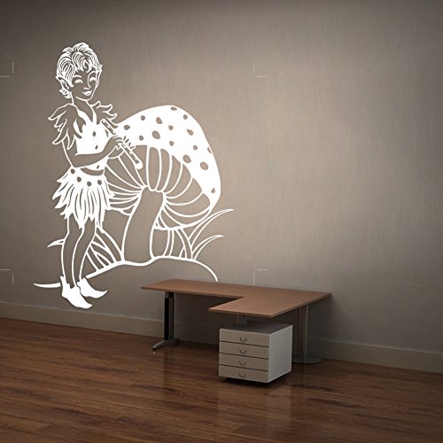 Creatick Studio Wall Sticker ('Girl with Mushroom' PVC 'White' Vinyl