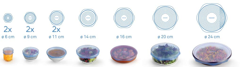 MONIX | 10 Couvercles Alimentaires Réutilisables en Silicone