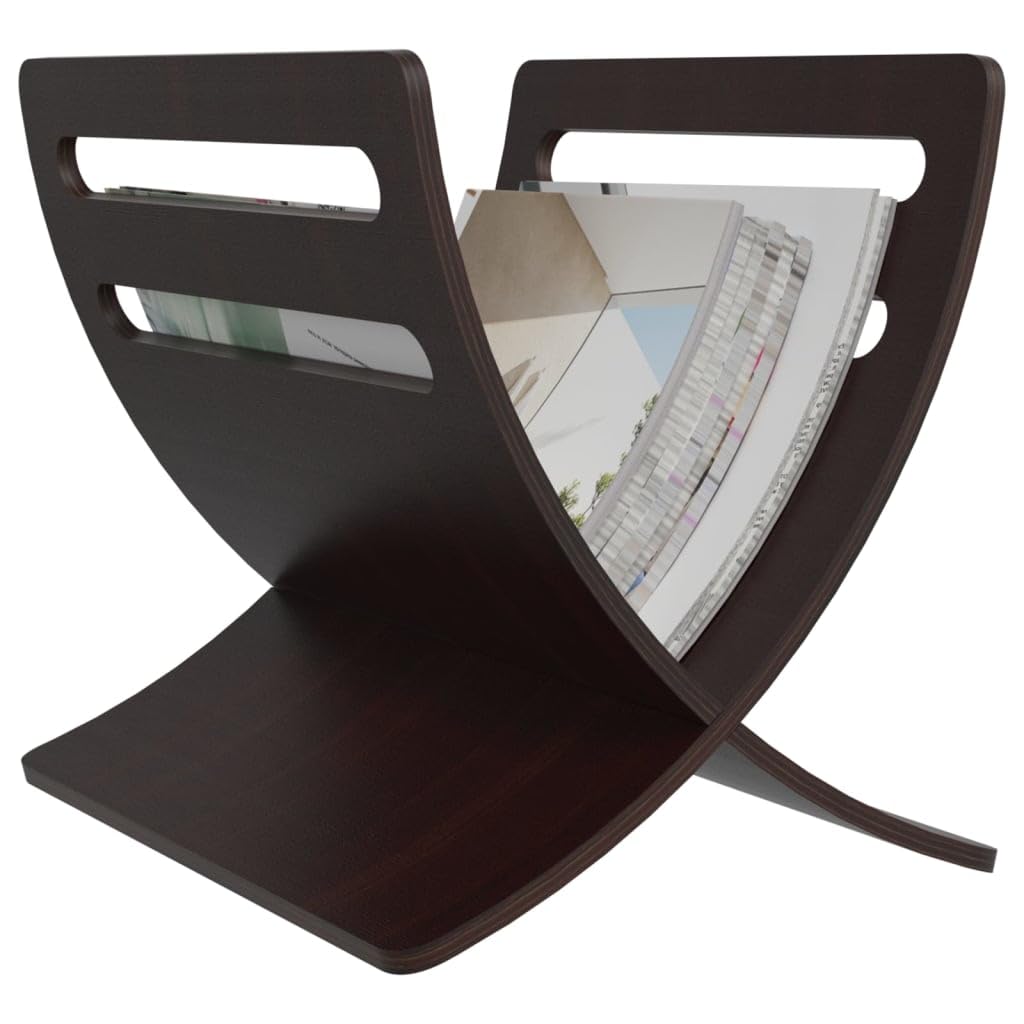 INLIFE Revistero de suelo de madera marrón muebles, armarios y almacenamiento (1,65 kg)