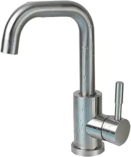 Single Handle Bathroom Basin Faucet, 304 Stainless Steel, 360° Rotating Spout, Single Hole Deck Mount, Contemporary Style (Black B)