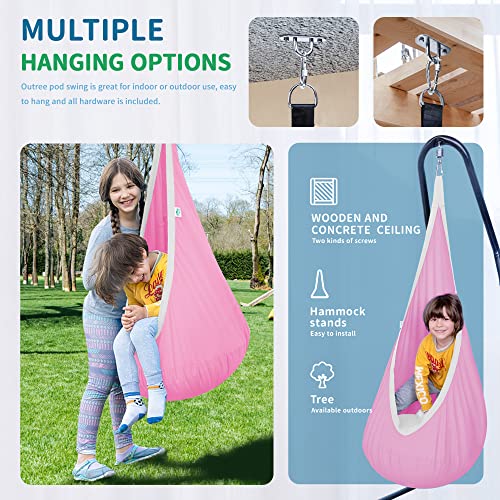 Outree Kids Hanging Swing Seat Hammock, Cotton Child Swing Chair For Indoor And Outdoor Use (Pink) #TOP1