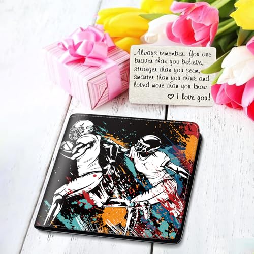 Image of Boys Wallet for Kids, Teen Boy Athletes Wallets 9-12 8-10 8-12, Cool Novelty Leather Bifold Rfid Blocking Purse Coin Pocket Zipper Id Window for Children Men Male Youth Guys Birthday Gifts