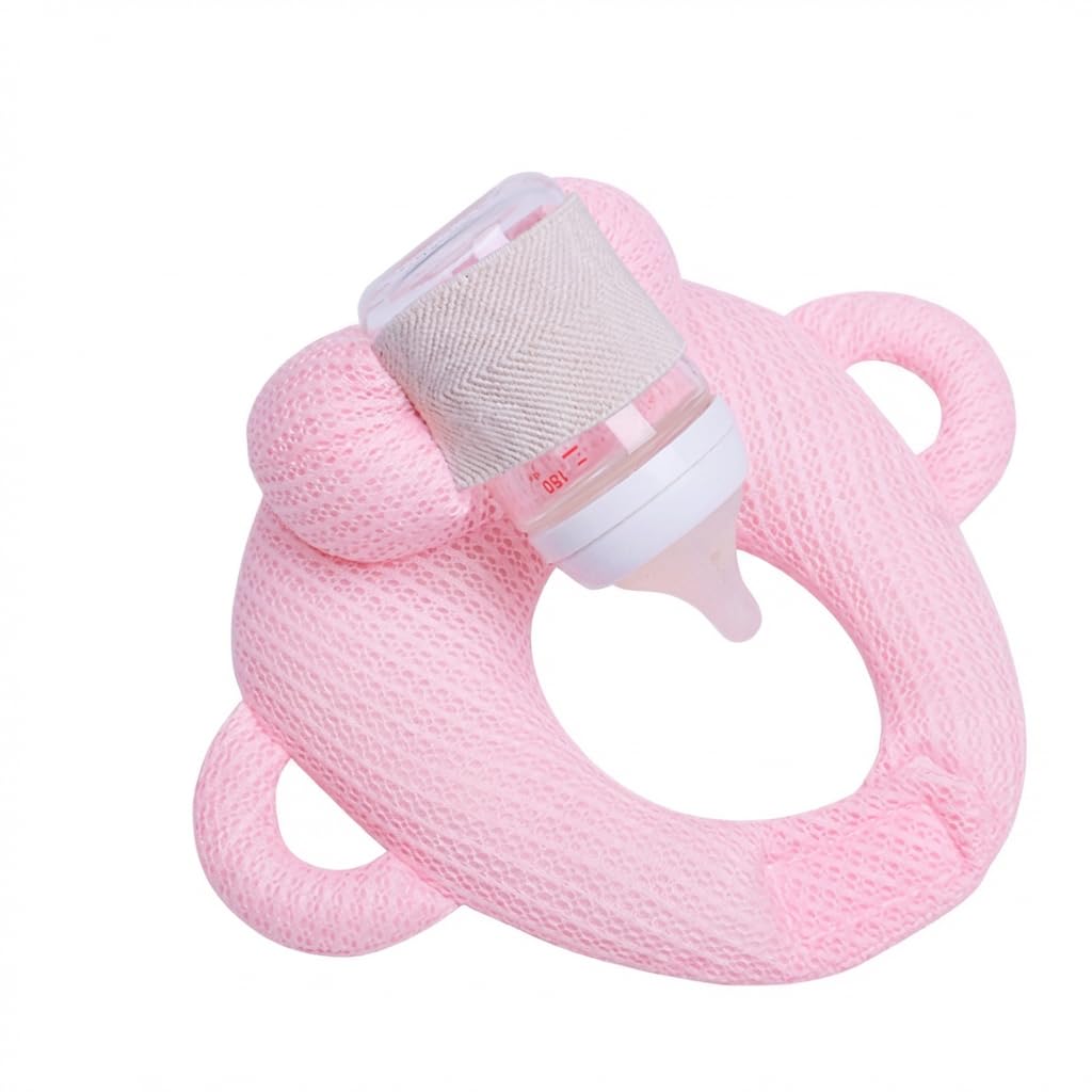 Generisch Flaschenkissen Rosa mit Flaschenhalter, Weiches Stillkissen für Babys, Fütterhilfe Zubehör, Hautfreundlich & Komfortabel