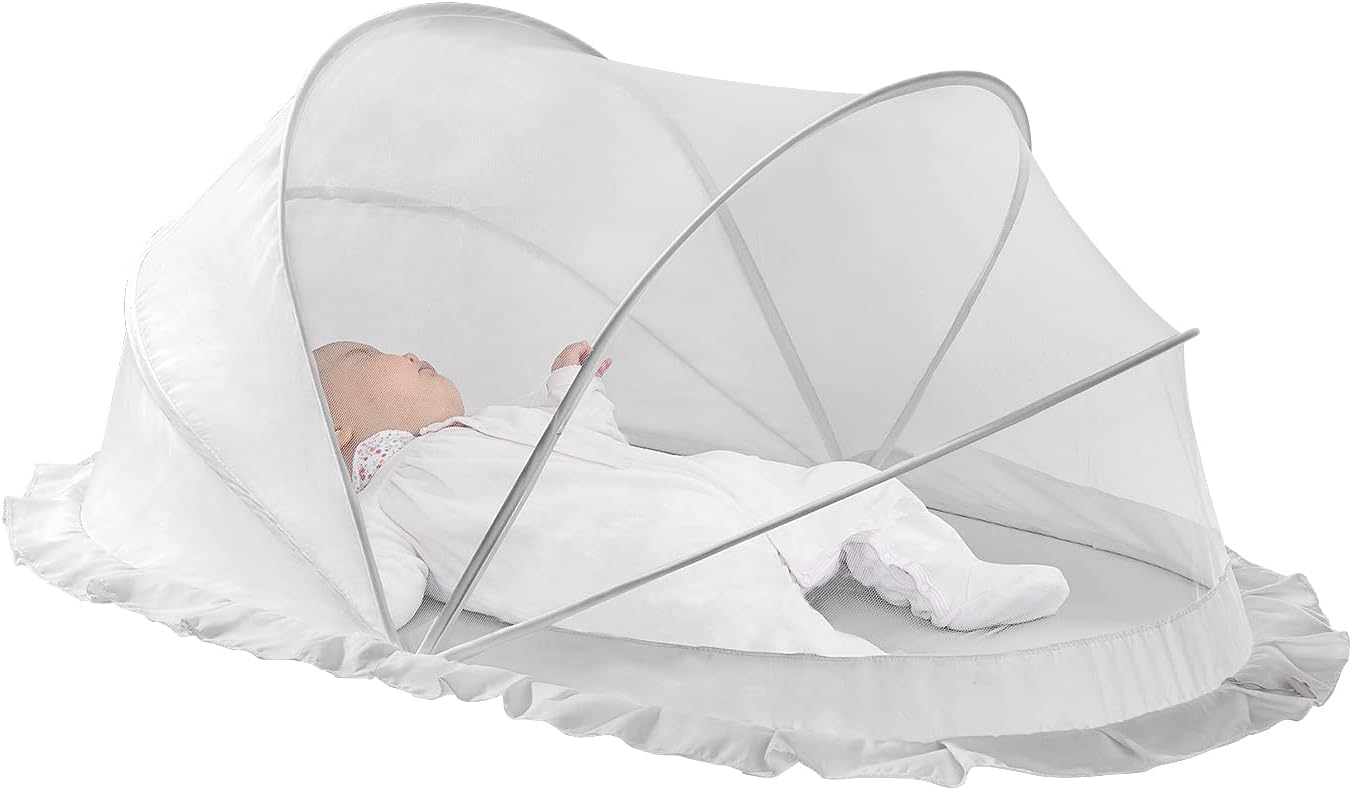 Mosquito Net for Baby – SUNVENO Portable Folding Mosquito Net, Universal Infant Mosquito Net for Net Bed, Newborn Bed Net Indoor & Outdoor, Travel or Home, White