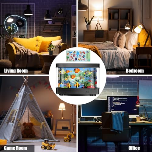 Image of Fake Fish Tank Lamp, Aquarium Lamp with Virtual Marine Life Animations, Artificial Tropical Fish Decorative, Sensory Aquarium Night Light, Ocean Room Decor Night Light Suitable