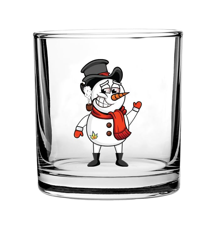 Hat Shark Pot Smoking Pals Snowman - 3D Color Printed 9 oz Scotch Whiskey Glass