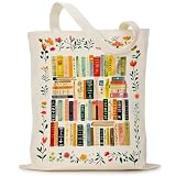 Puuonnnnno Books Wildflower Canvas Tote Bag Christmas Gifts for Book Lovers, Woman, Librarian, Bookish, Readers, Library Present, Birthday Gifts for Book Lovers