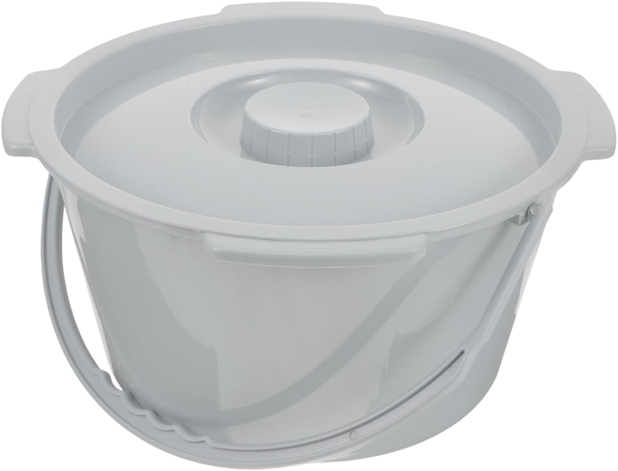 FRCOLOR Portable Toilet for Elderly with Handle and Lid 12.2 Inch Splash-Proof Chamber Pot Bedside Urinal Commode Chair for Bathroom Safety and Daily Living Assistance